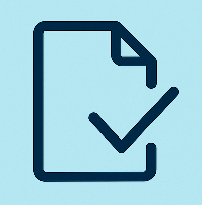 Icon of a document with a checkmark symbol.