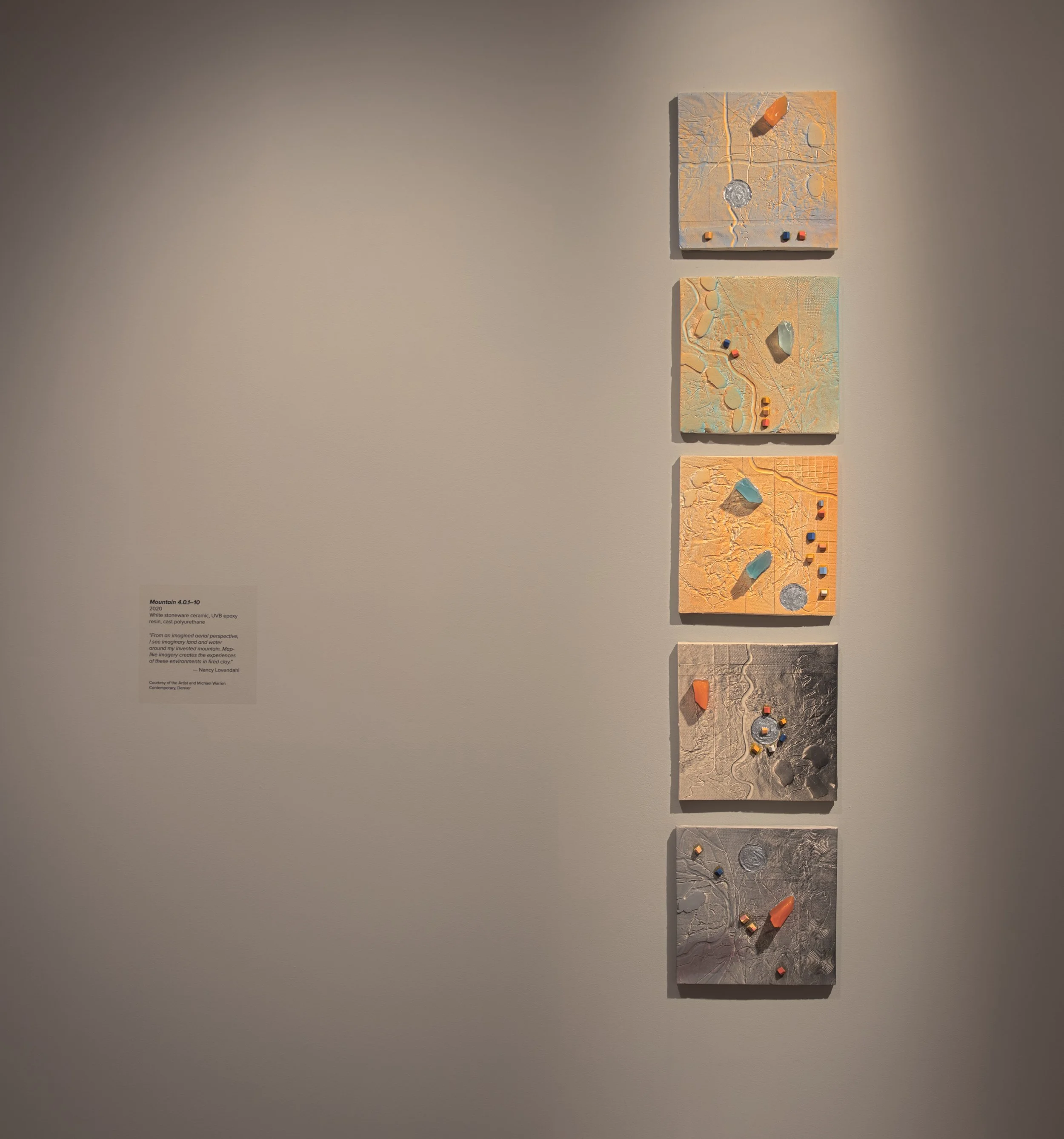   Mountain 4.0.1-.10, left wall  , Ceramic, Cast Polyurethane, UV Balanced Epoxy Resin, 68"x11-1/2"x2"ea. column- 11-1/2"x 11-1/2"x2" ea. section, Colorado Springs Art Museum, 2020, Price Available on Request