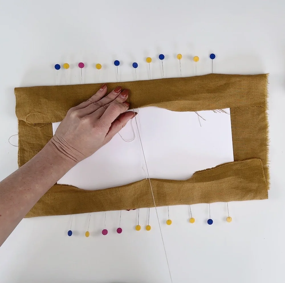 Pinning textile to foam board.JPG