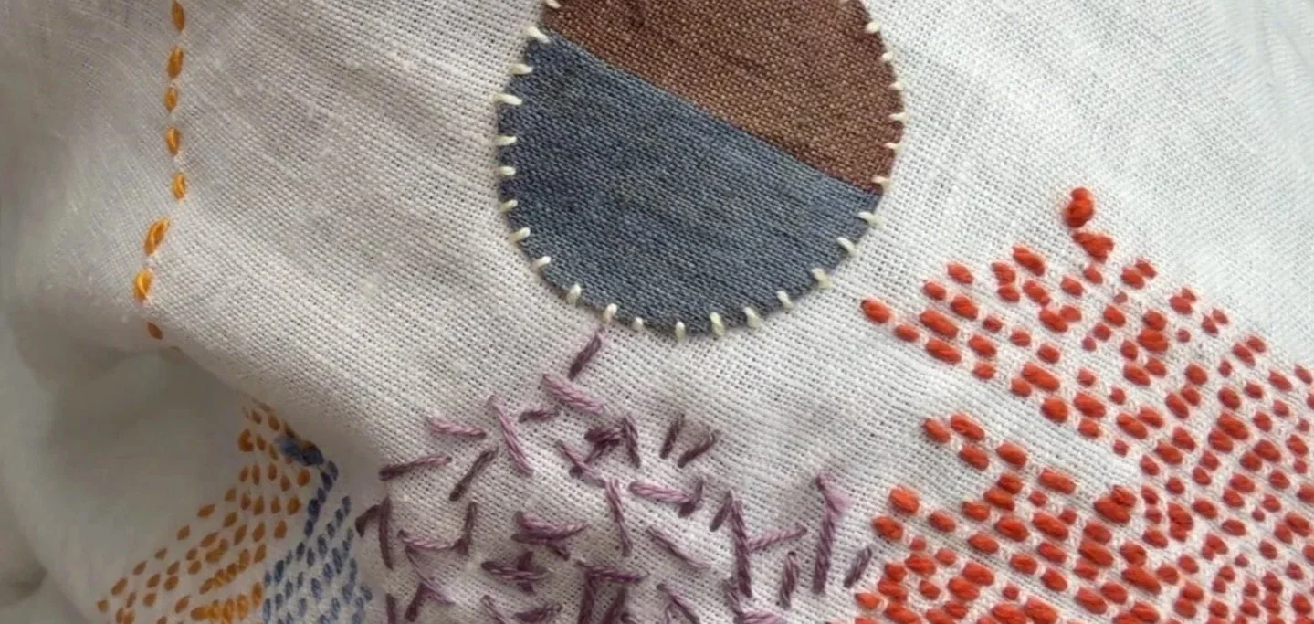 needle turn applique circle and embroidery stitches