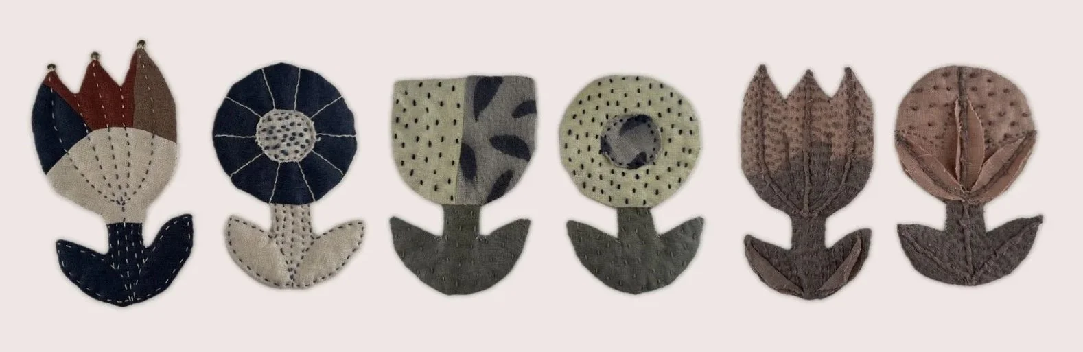 6 folk style quilted flowers from Rebekah Johnston's tutorial