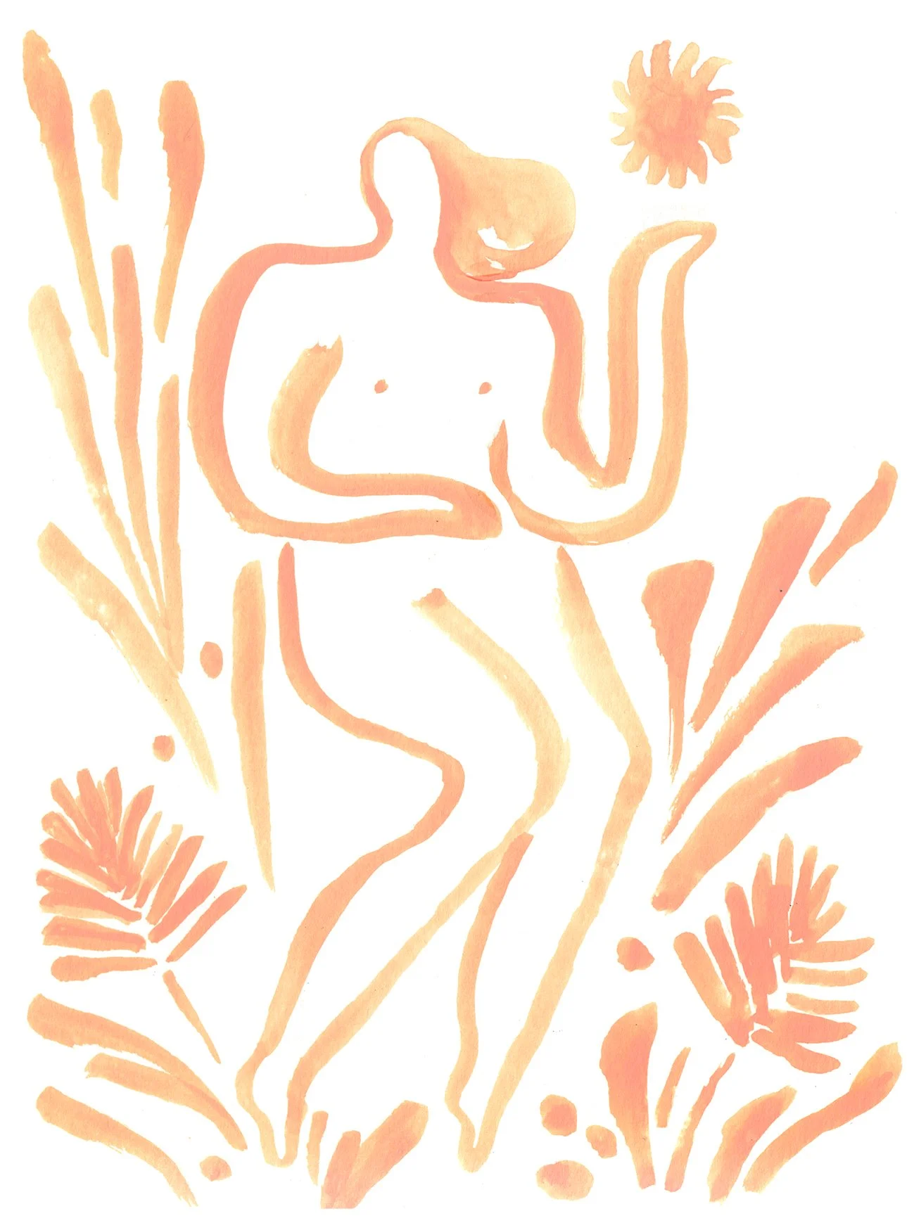 Woman holding sun drawing