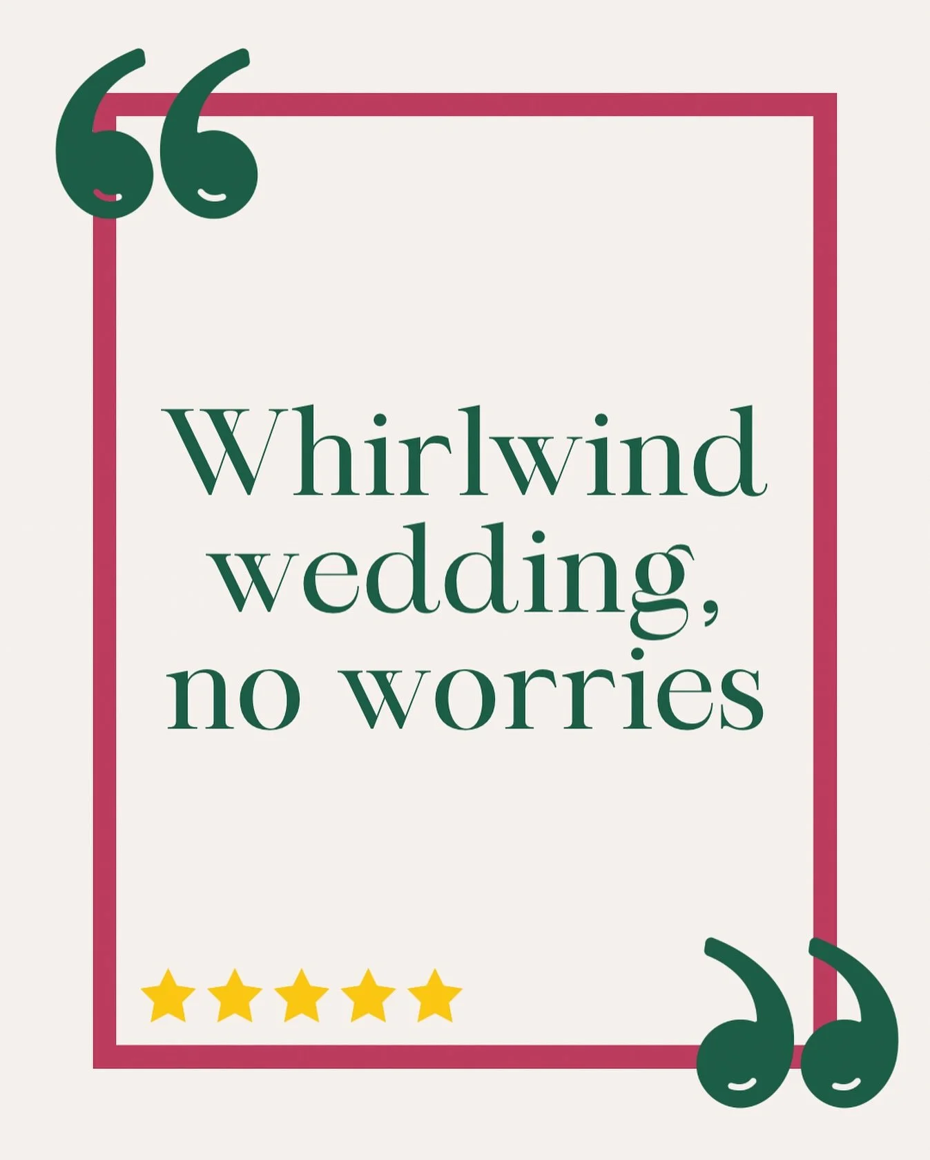 ✨ My Couples&rsquo; Kind Words ✨

&ldquo;Whirlwind wedding, no worries&rdquo; 💐
Even last-minute weddings deserve beautiful flowers 💕 Whether you&rsquo;ve planned for years or weeks, I&rsquo;ll make sure your flowers are stress-free and stunning.

