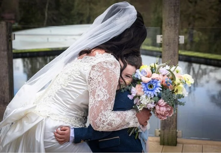 Pastel artificial wedding bouquet with a natural, airy feel for a timeless bridal look.