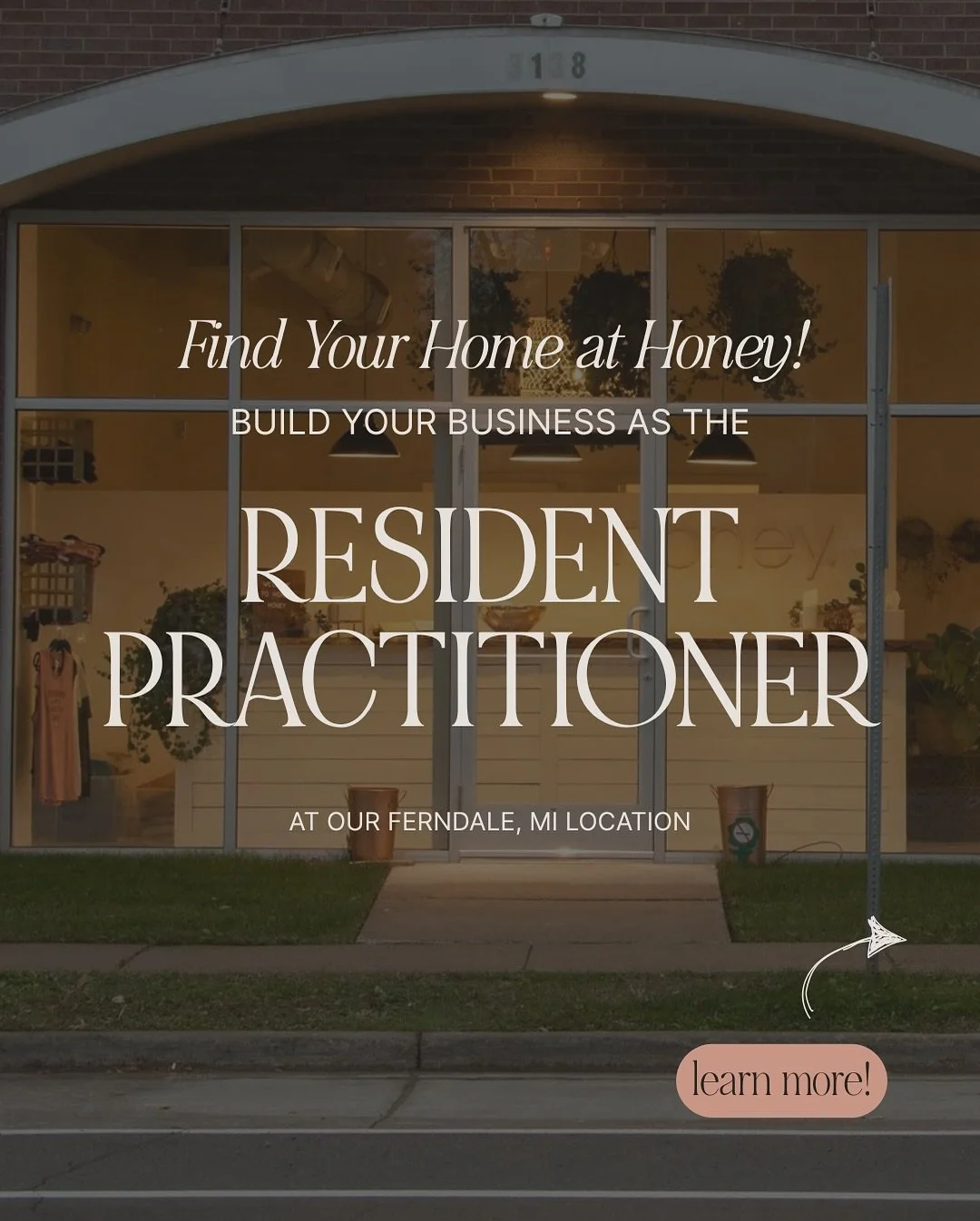 FIND YOUR HOME AT HONEY 🏠. ⁠
⁠
We&rsquo;re inviting a like-minded sole practitioner or group to join our trauma-informed environment where mental health care and physical wellness services intersect (located in Ferndale, Michigan ❤️).⁠
⁠
Scroll abov