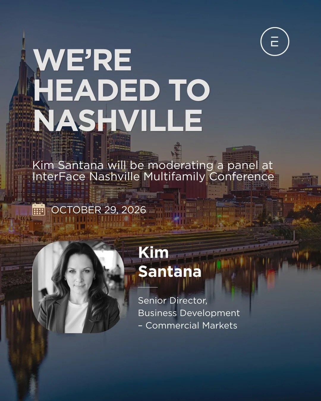 Next stop: Nashville! 🏙️

Design Environments is heading to Nashville on October 29 for the InterFace Nashville Multifamily Conference.

Kim Santana, our Senior Director of Business Development &ndash; Commercial Markets, will be moderating a panel 