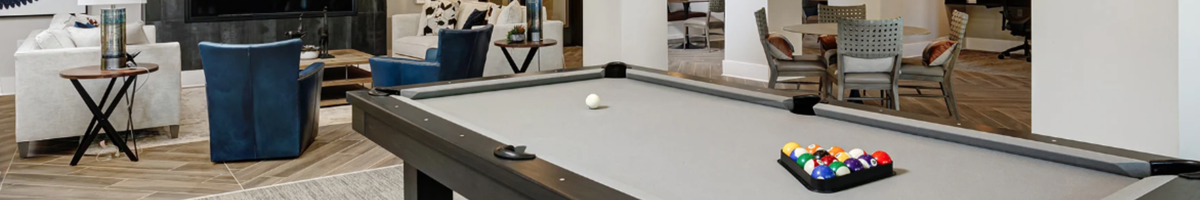 Residential public space with billiards table
