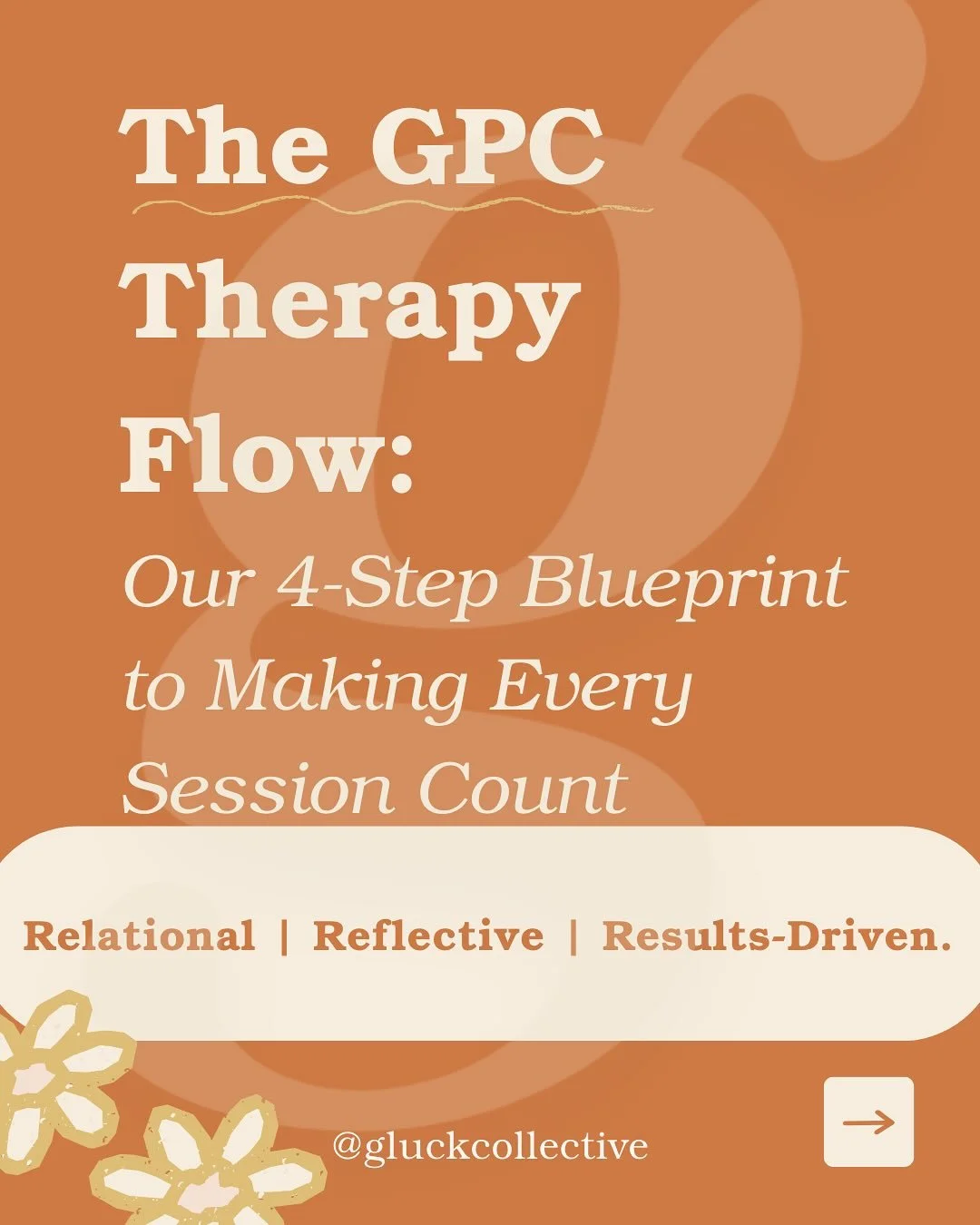 Ever wonder what happens in a therapy session?

At Gluck Psychology Collective, we don&rsquo;t just &ldquo;chat about your week.&rdquo;

We follow a 4-step GPC Therapy Flow designed to help you feel seen, understood, and supported while actively movi