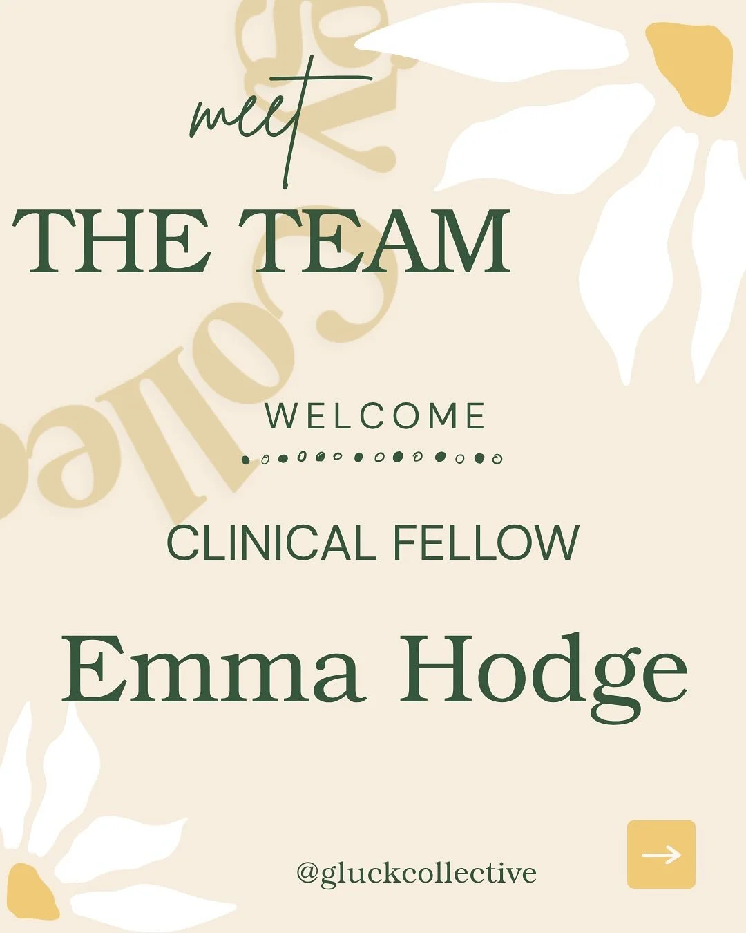 ✨ Meet Emma Hodge ✨

We&rsquo;re so excited to welcome Emma to Gluck Psychology Collective as one of our Clinical Fellows! Emma specializes in working with overachievers and burnout &mdash; clients who look like they have it all together but secretly