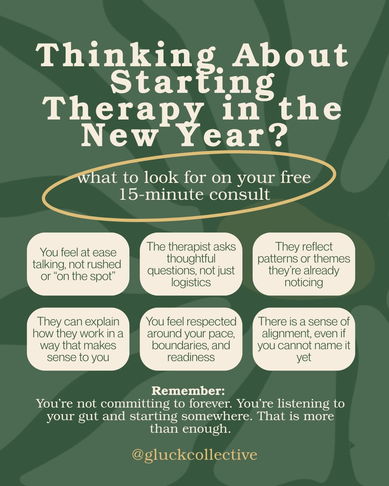 Starting therapy in the new year can feel like a big step. A 15-minute consult is not about having the perfect words. It is about seeing if you feel comfortable, understood, and supported. Trust how it feels to talk to them. You are not committing to