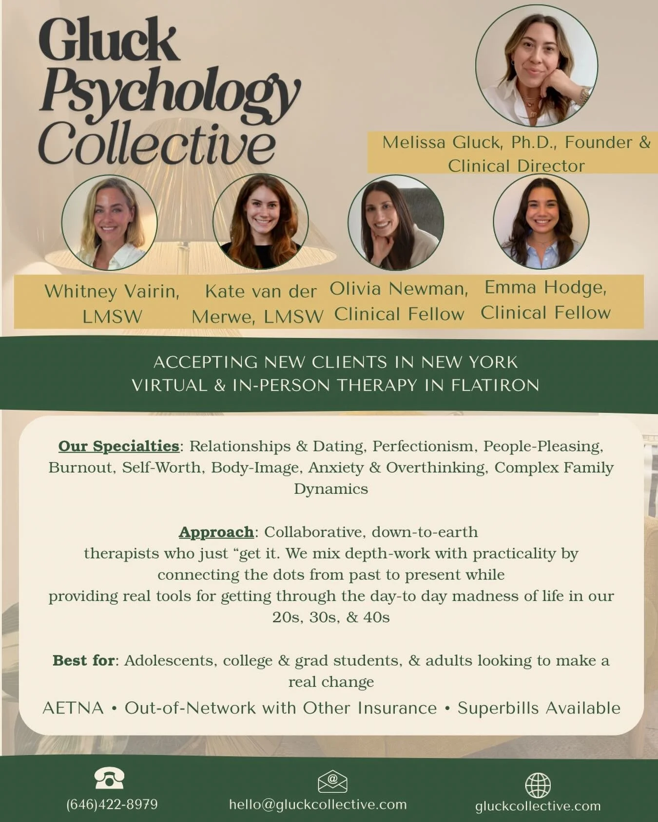 As 2025 comes to a close, so does Year One of Gluck Psychology Collective 🤍

What started as my boutique solo practice has grown into a collective of deeply thoughtful, down-to-earth, human-first therapists who believe therapy should feel supportive