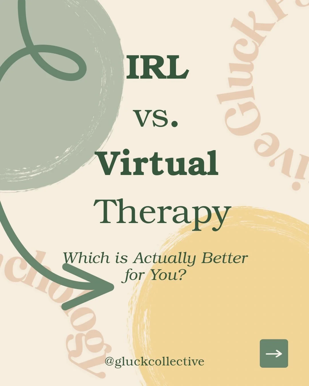 Online Therapy vs. In-Person Therapy: Which Is Actually Better? 👀

One of the most common questions we get at Gluck Psychology Collective is:

&ldquo;Should I do therapy online or in person?&rdquo;

The answer? Neither is inherently better. The best