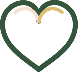 A stylized heart with a black background, outlined in green, yellow, and white.