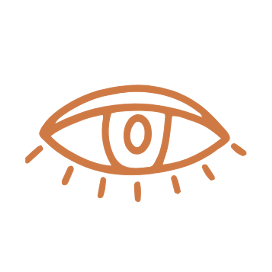 A gentle hand drawn image of an eye to introduce zooming in on your here and now scan for therapy in nyc