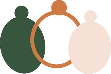 Three billiard balls, green, brown, and white, arranged on a black background.