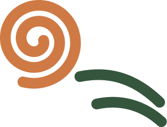 A cinnamon roll with a green line underneath.