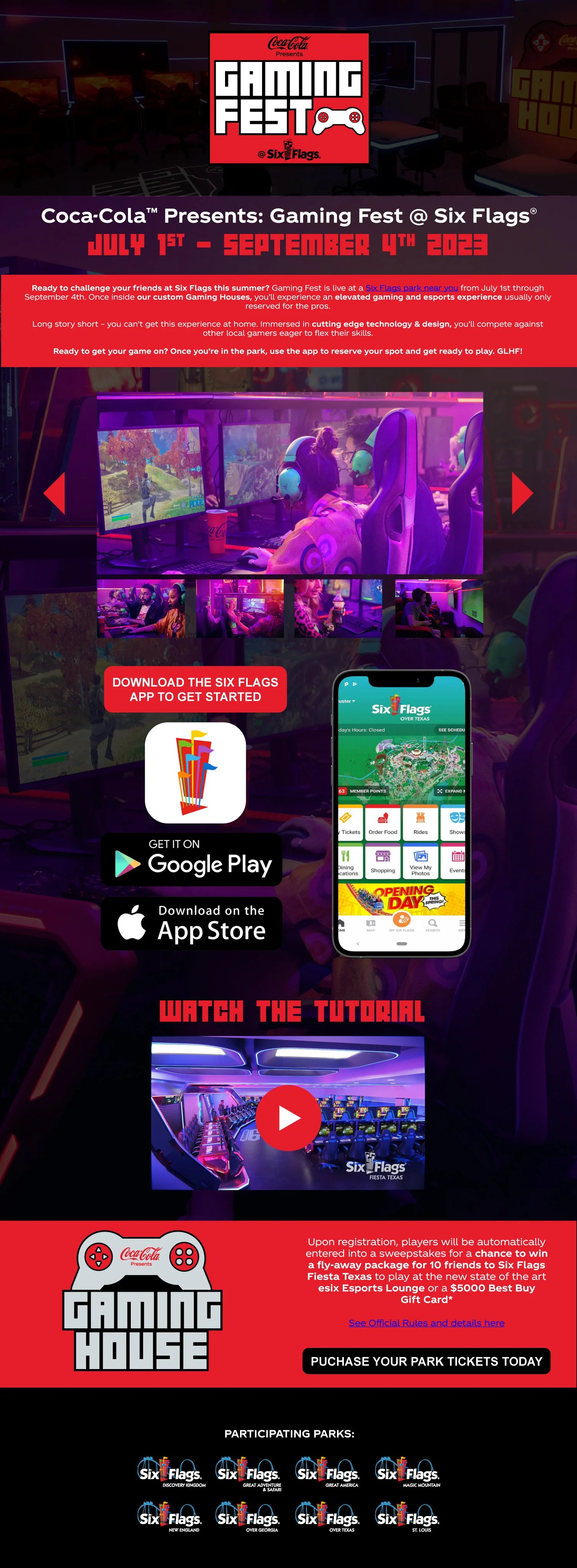 Web page Design - Six Flags x Coca-Cola