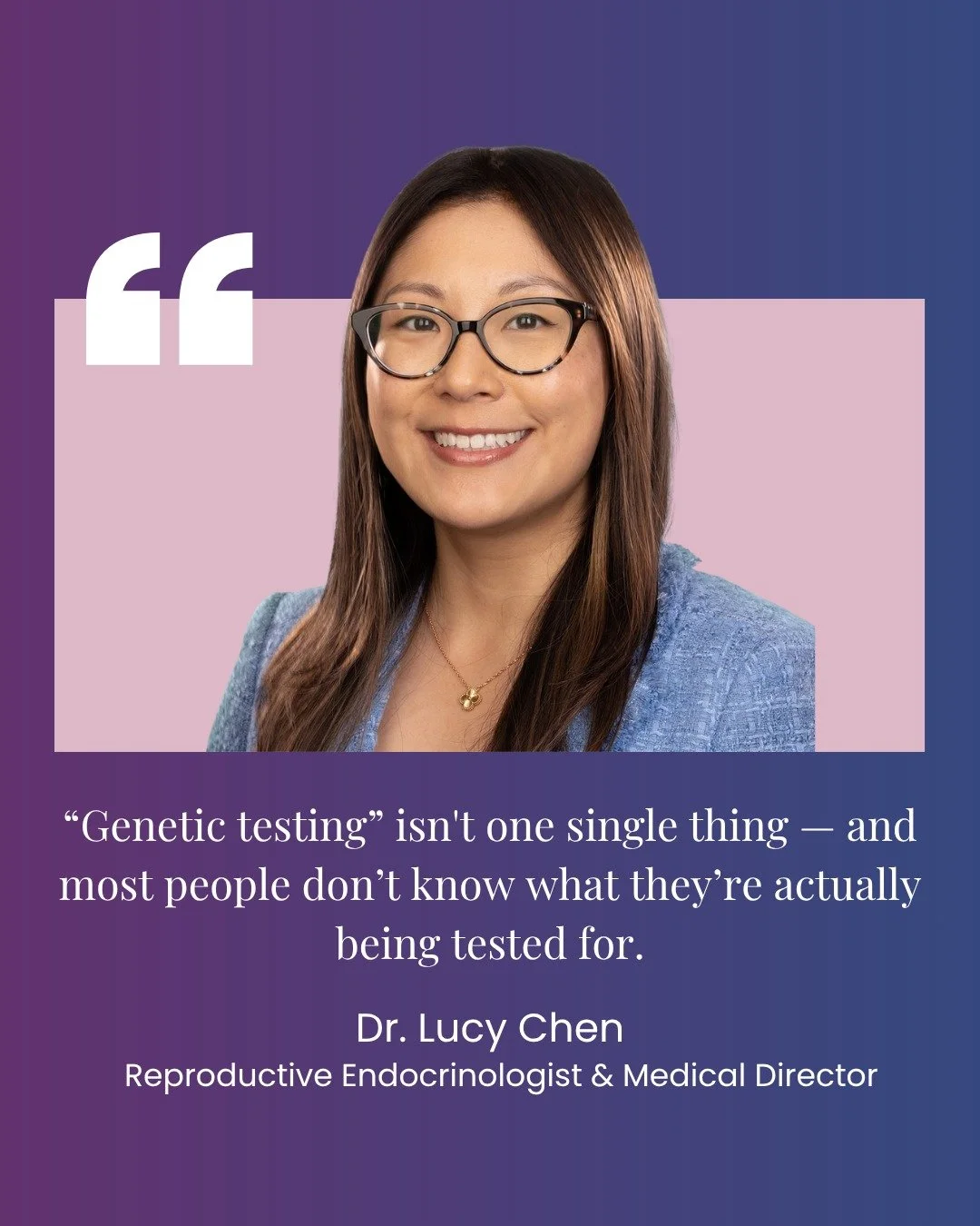 Most people hear the phrase &ldquo;genetic testing&rdquo; and assume it&rsquo;s one single thing.

But as Dr. Lucy Chen explains in this week's episode of Perinatal and Reproductive Perspectives, genetics in reproductive medicine is far more nuanced 
