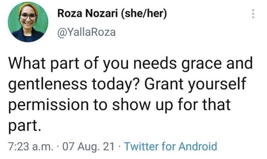 from @yallaroza 

Trying to lean into this question today. I know it&rsquo;s been a hard, chaotic couple of weeks for many of us. And I know some of us feel such guilt and shame when we&rsquo;re not our most balanced, grounded and connected selves. E