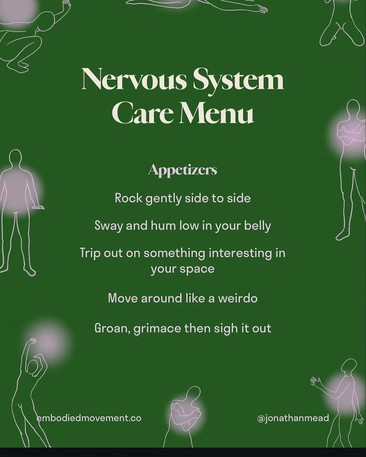 from @jonathanmead 
Cute ways to give your nervous system more love. What would you put on your &ldquo;menu&rdquo;?