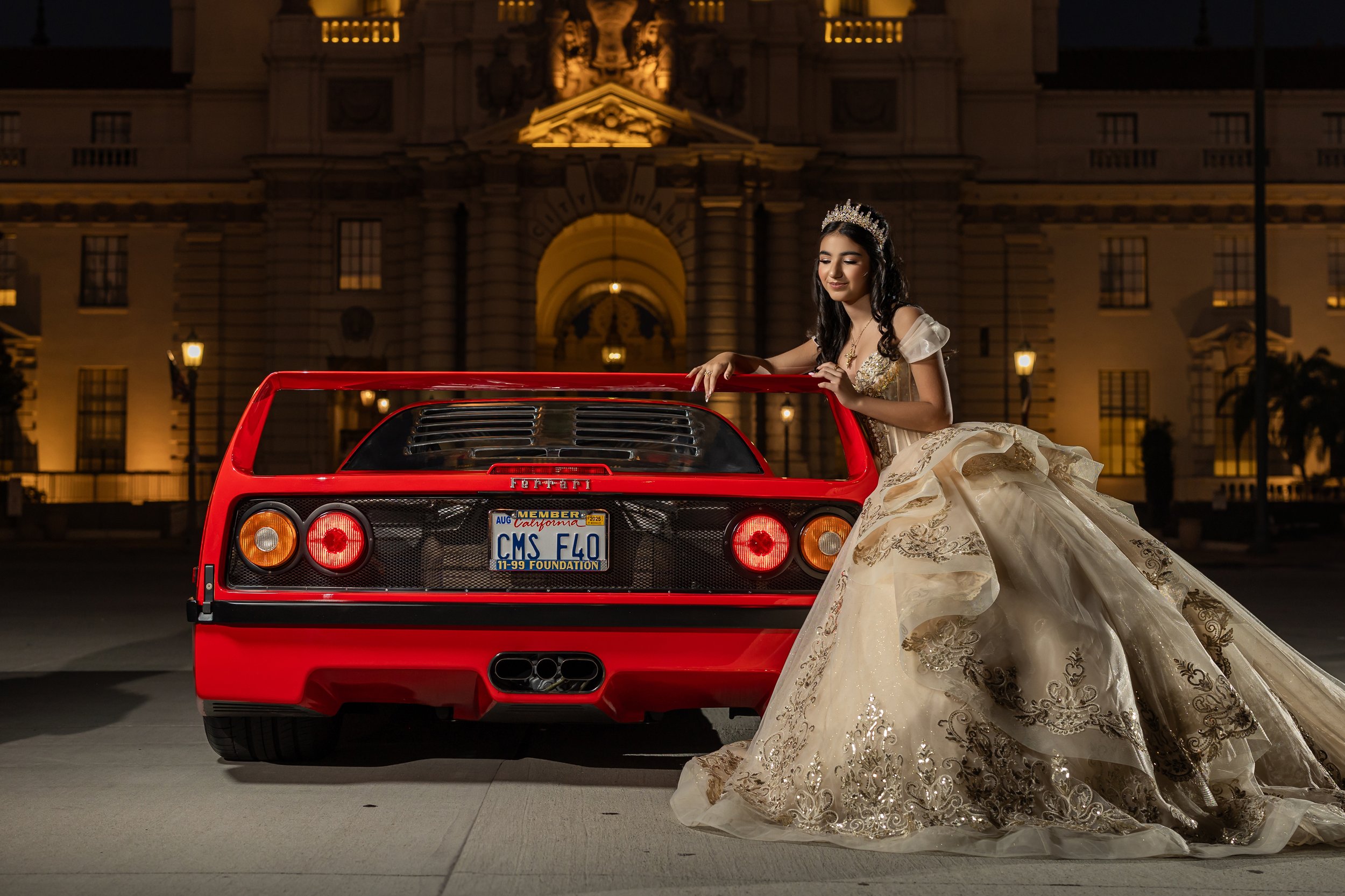 Quinceañera Photoshoot with a car in Pasadena city hall.jpg
