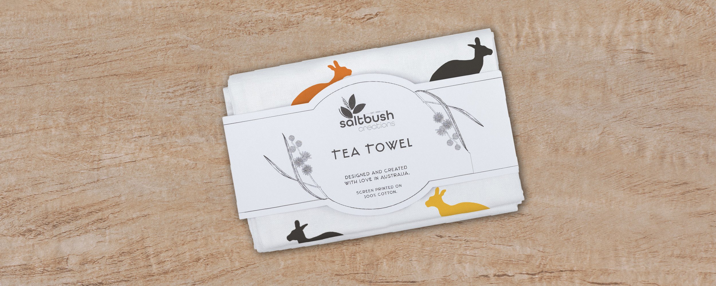 Sunset Kangaroos Tea Towel