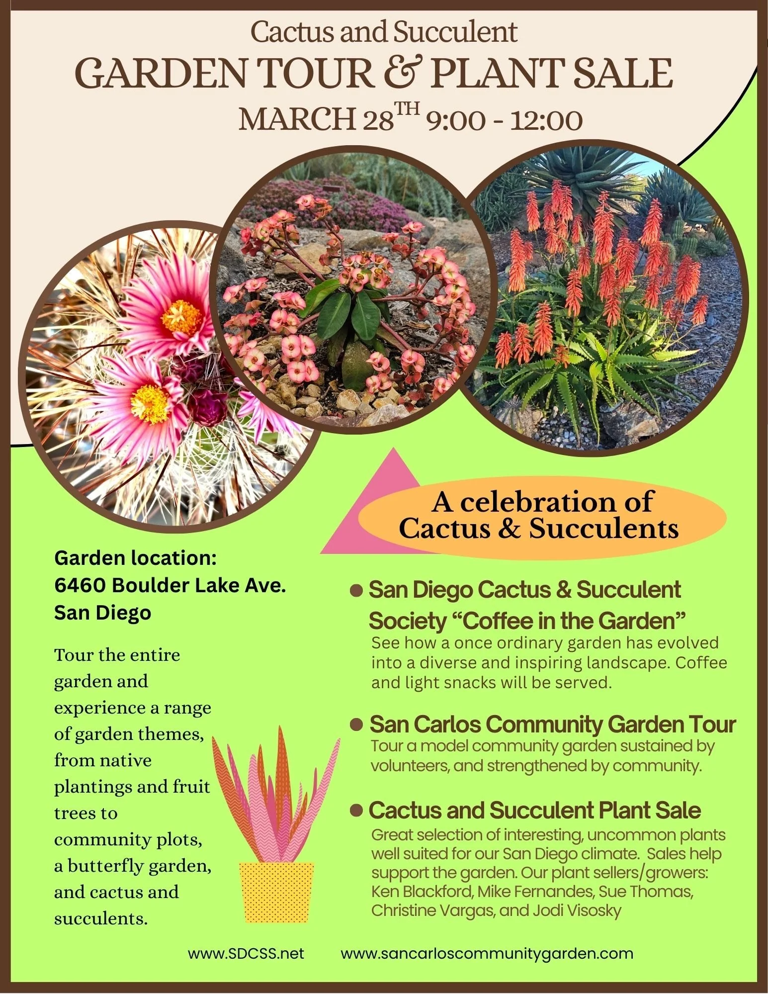 Join us for Cactus and Succulent Tour & Plant Sale at SCCG on Saturday, March 28 from 9am-12pm