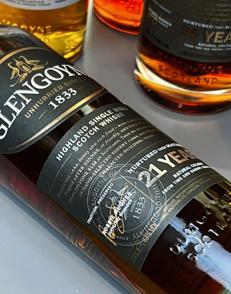 glengoyne 21 close up bottle label