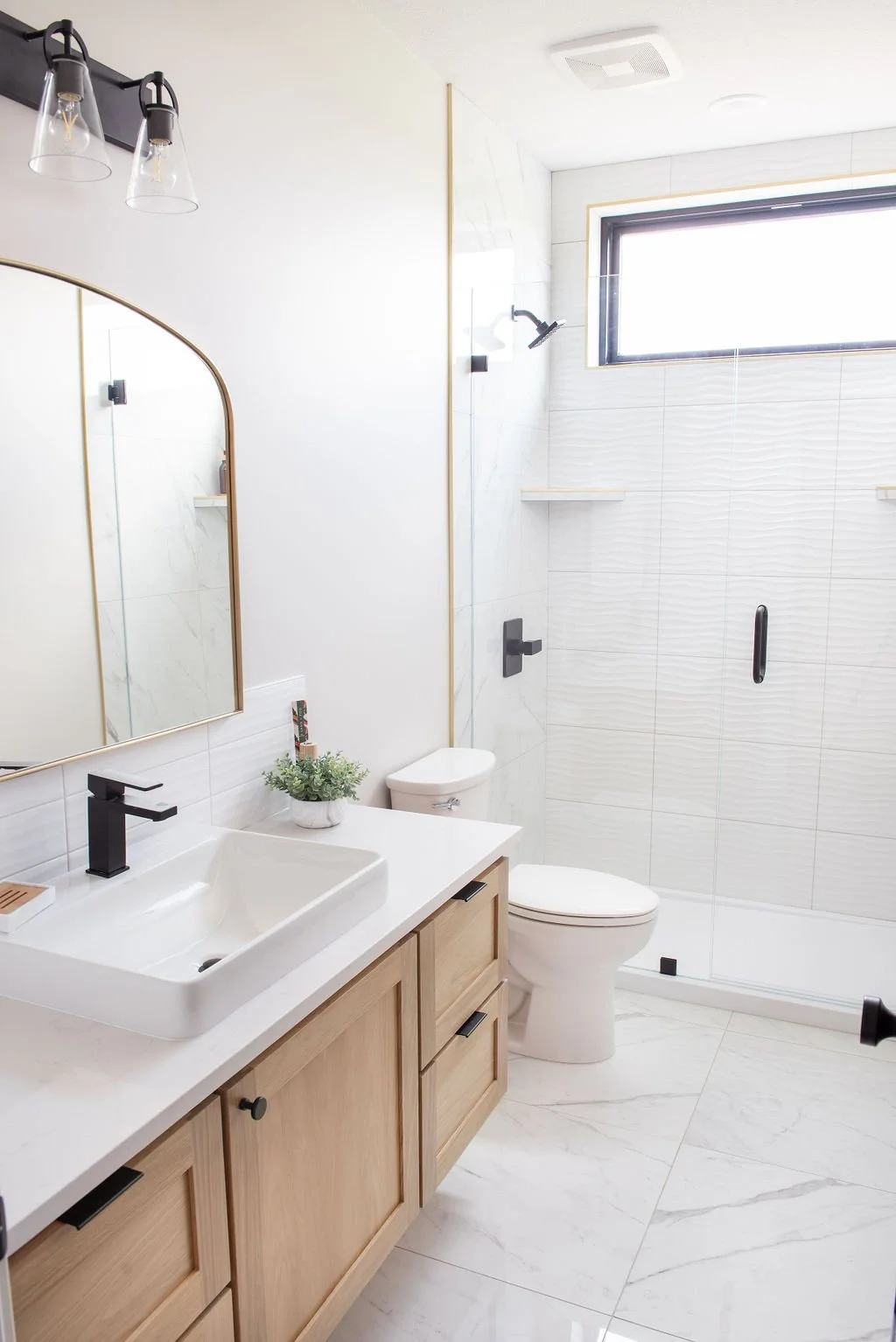 Bright bathroom with tile
