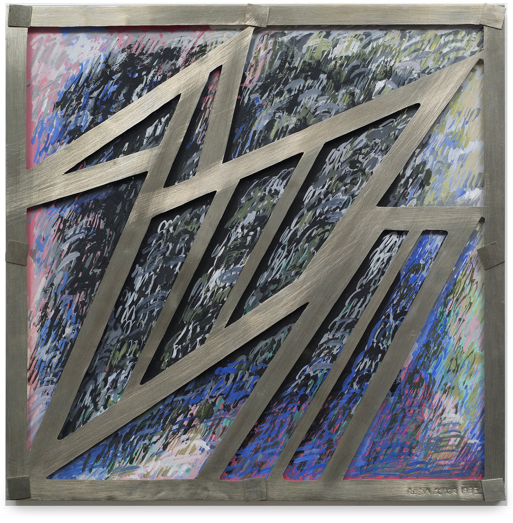  Storm on the Cape, 1985, gouache on paper, white metal, Plexiglas, 12 x 12 in 