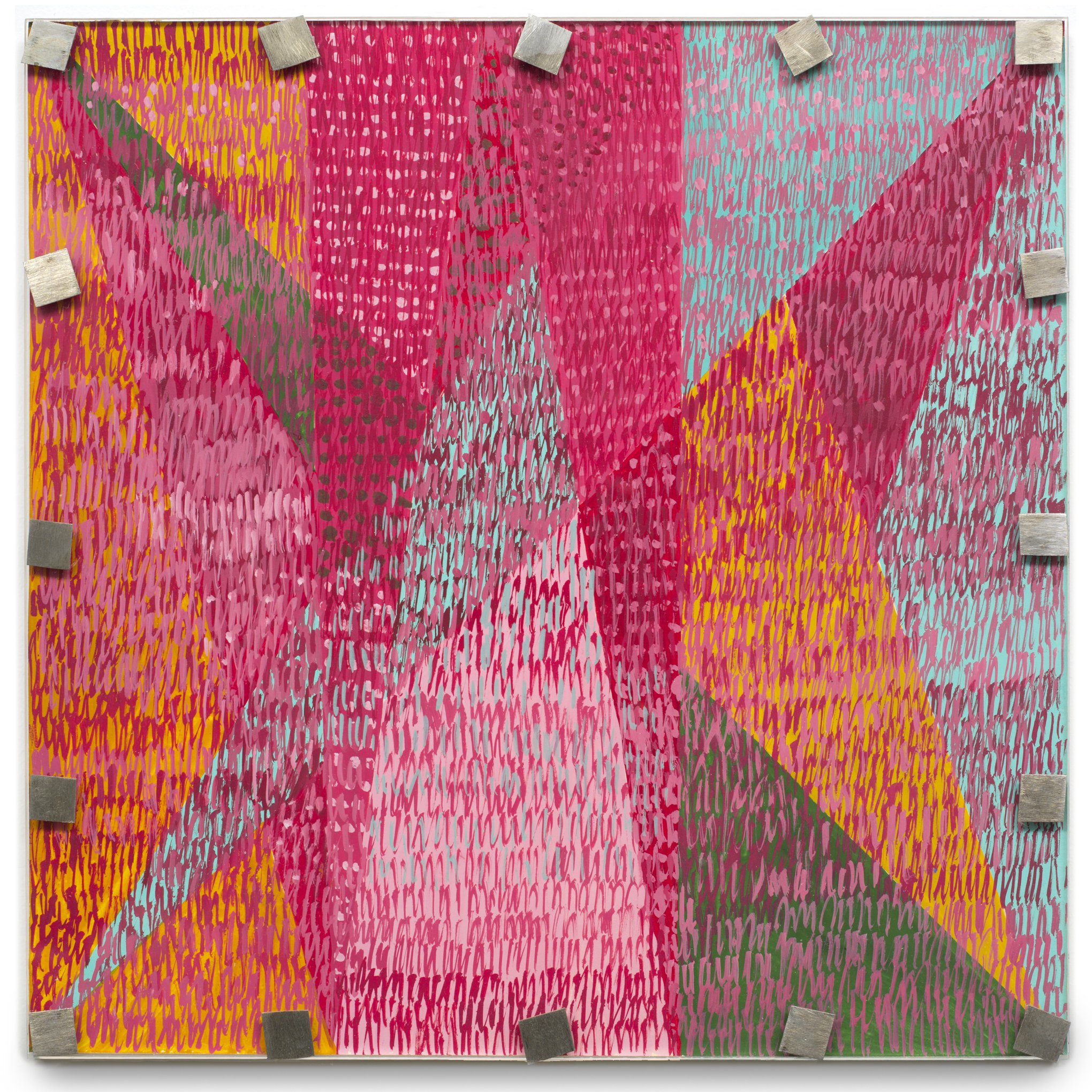  Untitled (Pink), 1984, gouache on paper, white metal, Plexiglas, 12 z 12 in 