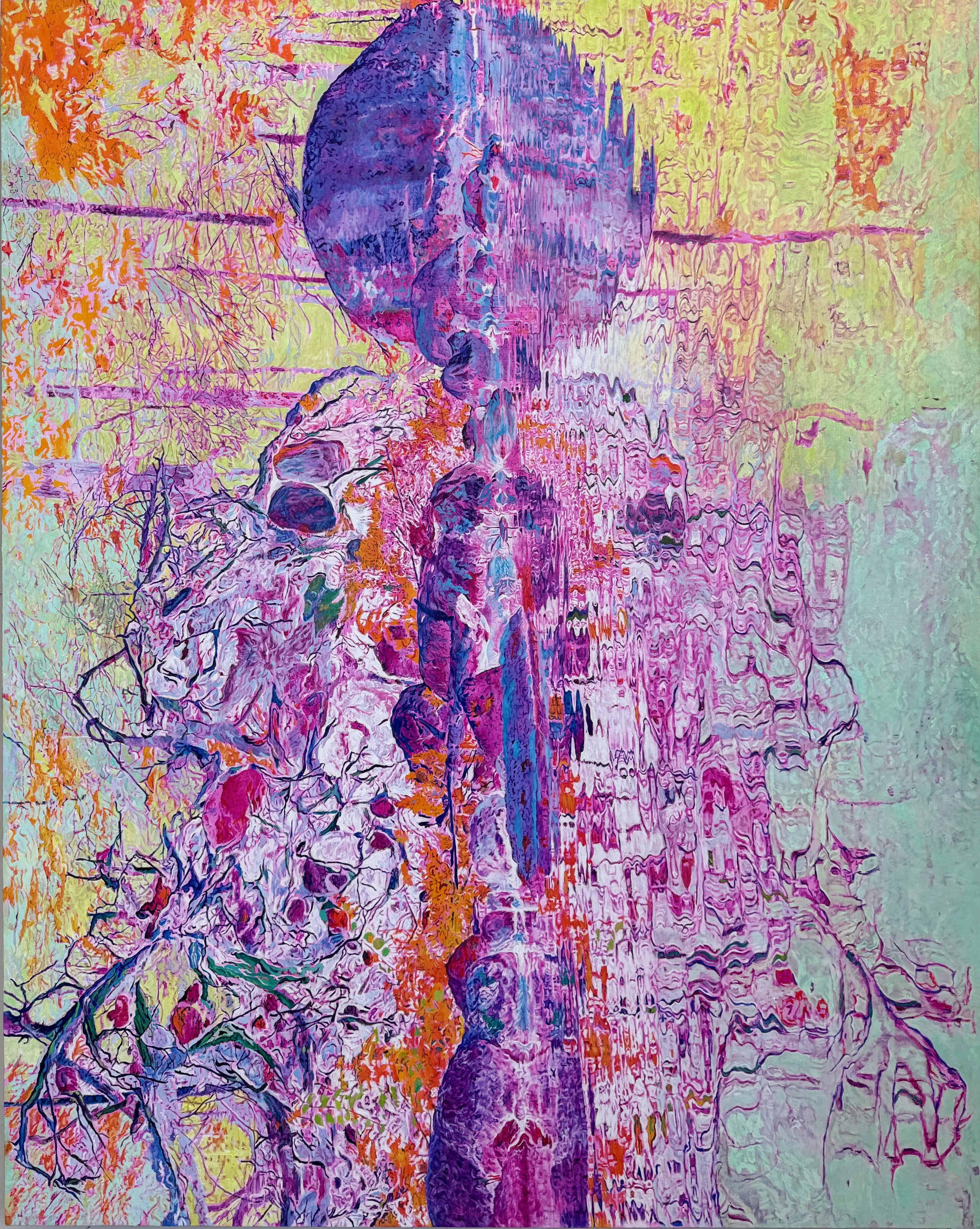   StoneRoot5770 InvTurqBl,  2024, oil on canvas, 60 x 48 in 
