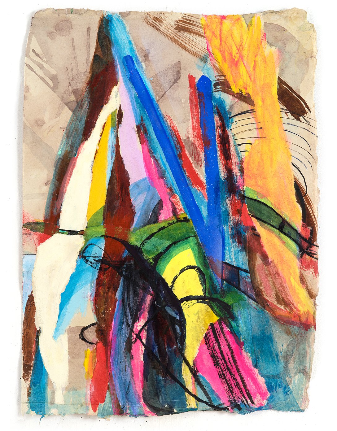   Arcade , 2025, acrylic and ink on wasli paper, 22 x 15 in 