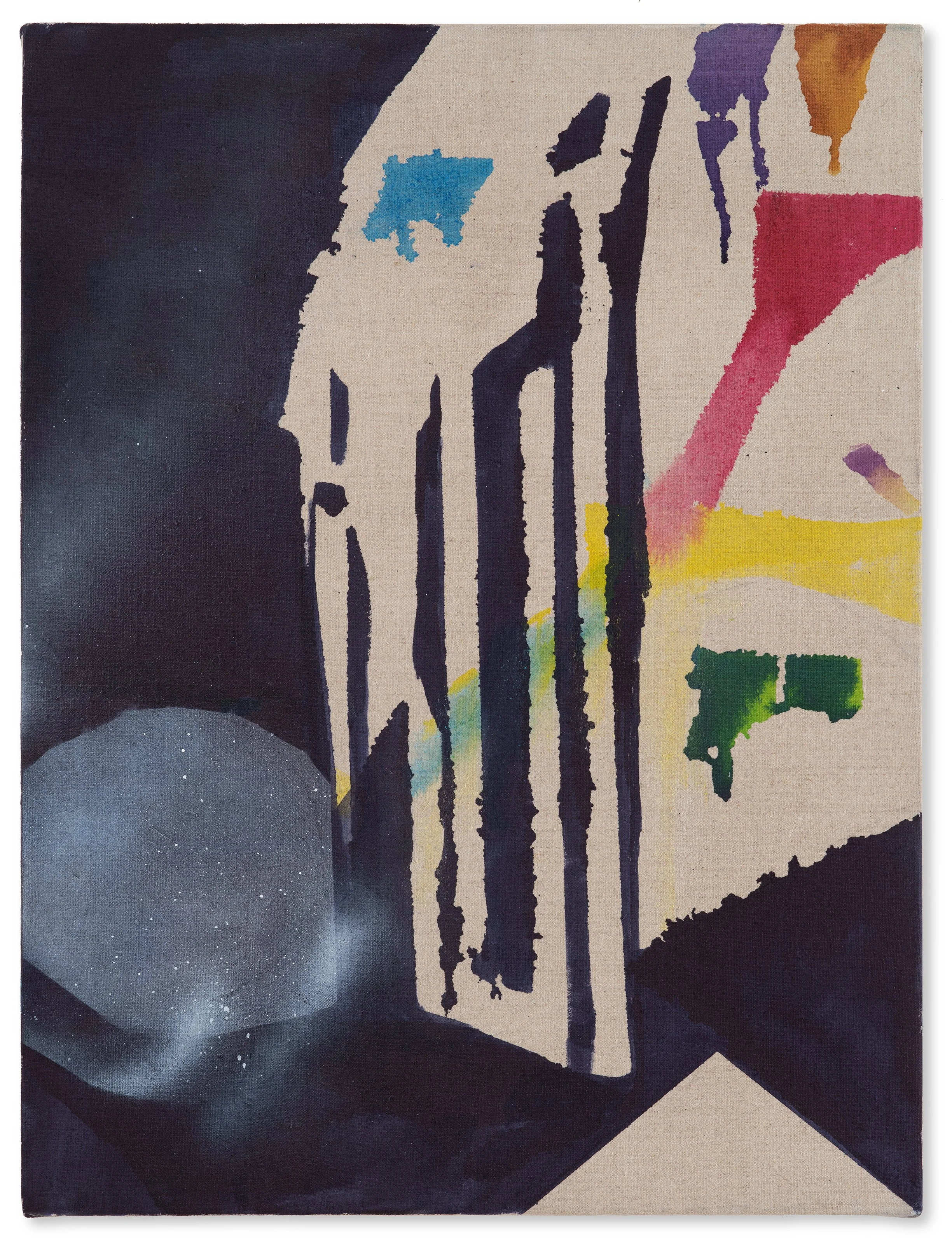  Liminal, 2025, flashe, acrylic and ink on linen, 24 x 18 in 