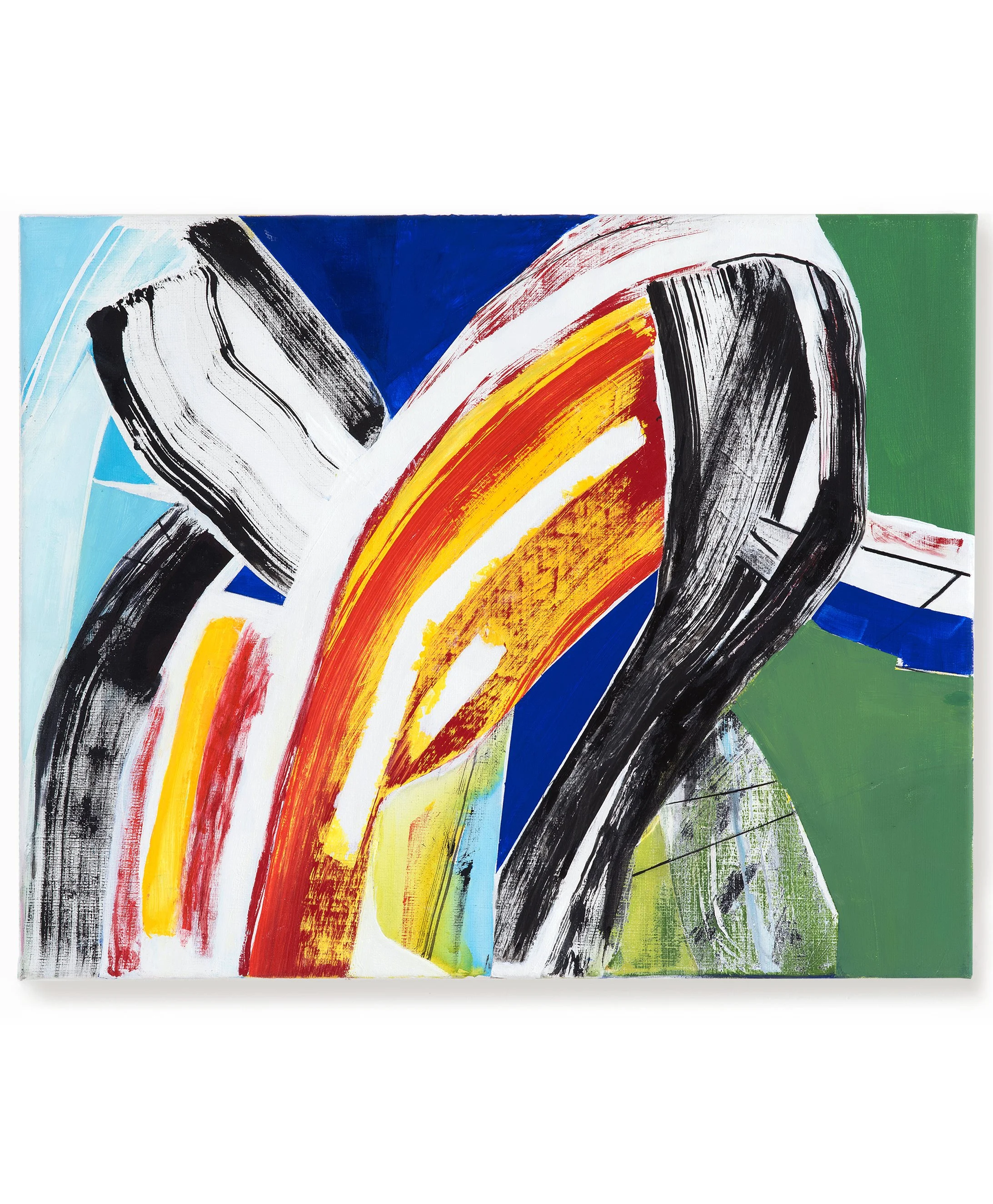  Swoosh, 2025, acrylic, ink and flashe on canvas, 16 x 22 in   