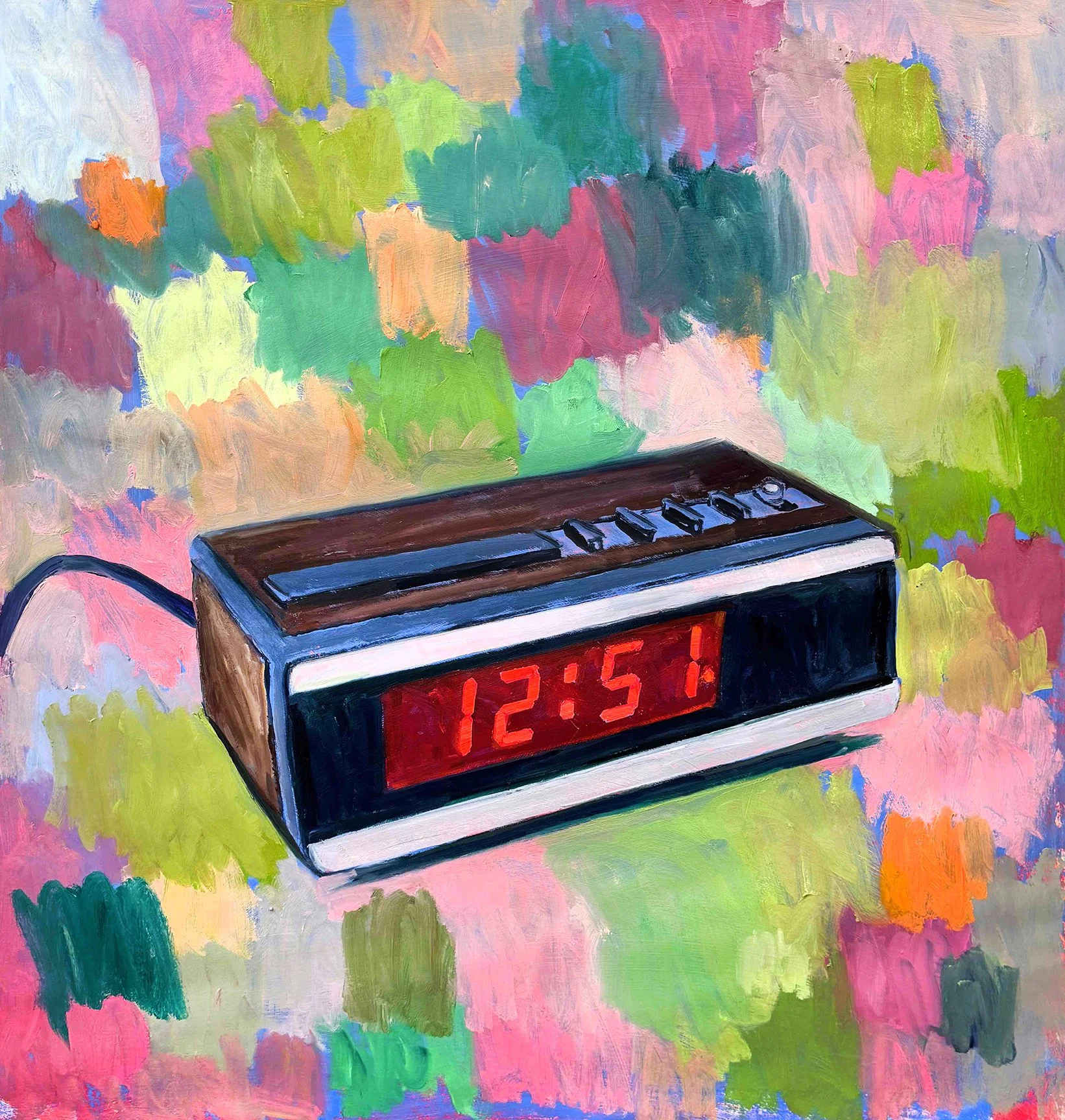  Getting Late/Getting Early, 2025, oil, enamel, acrylic on paper, 36 x 34 in   