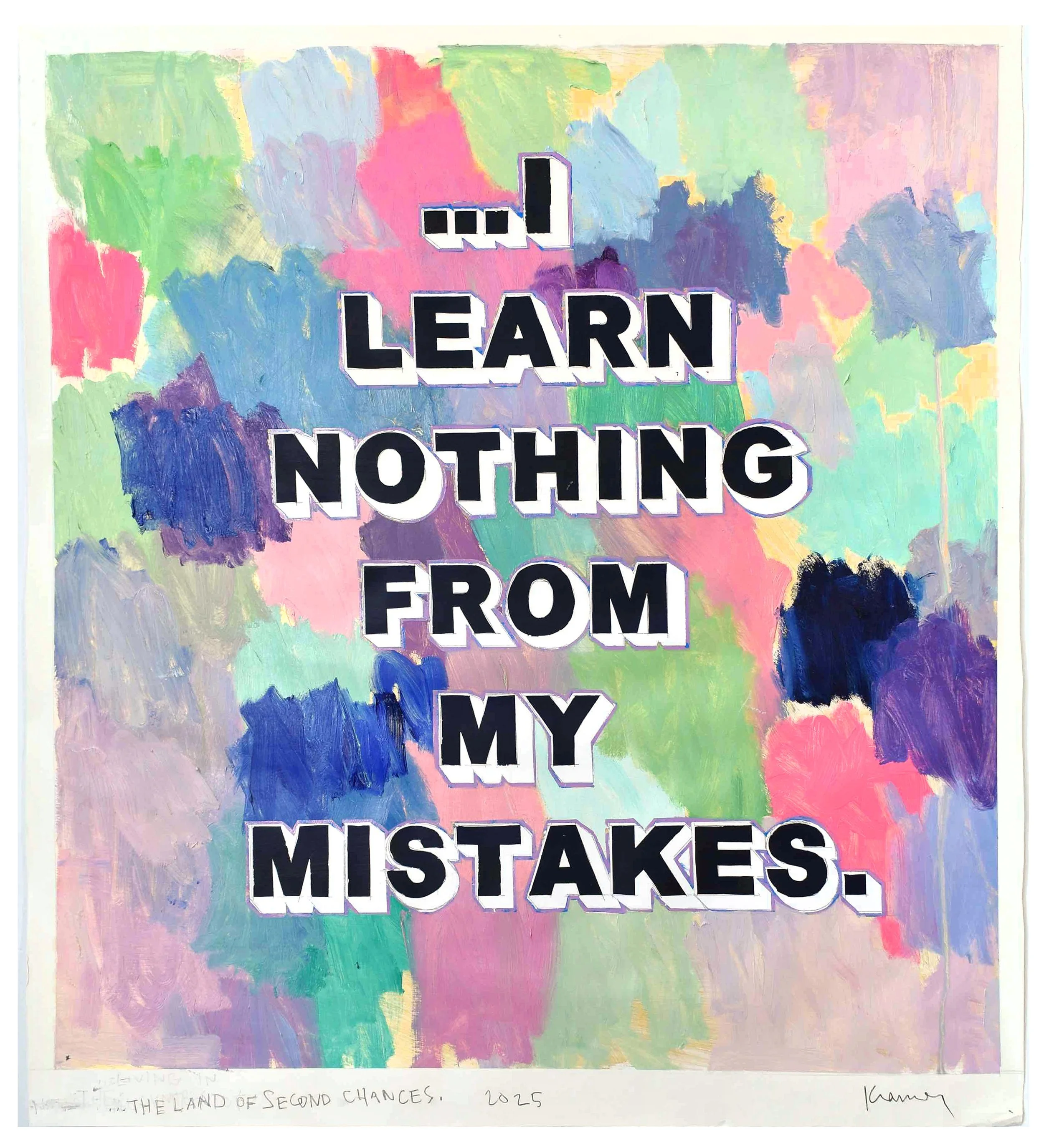  Second Chances, 2025, oil, enamel and acrylic on primed paper, 36 x 33 inches 