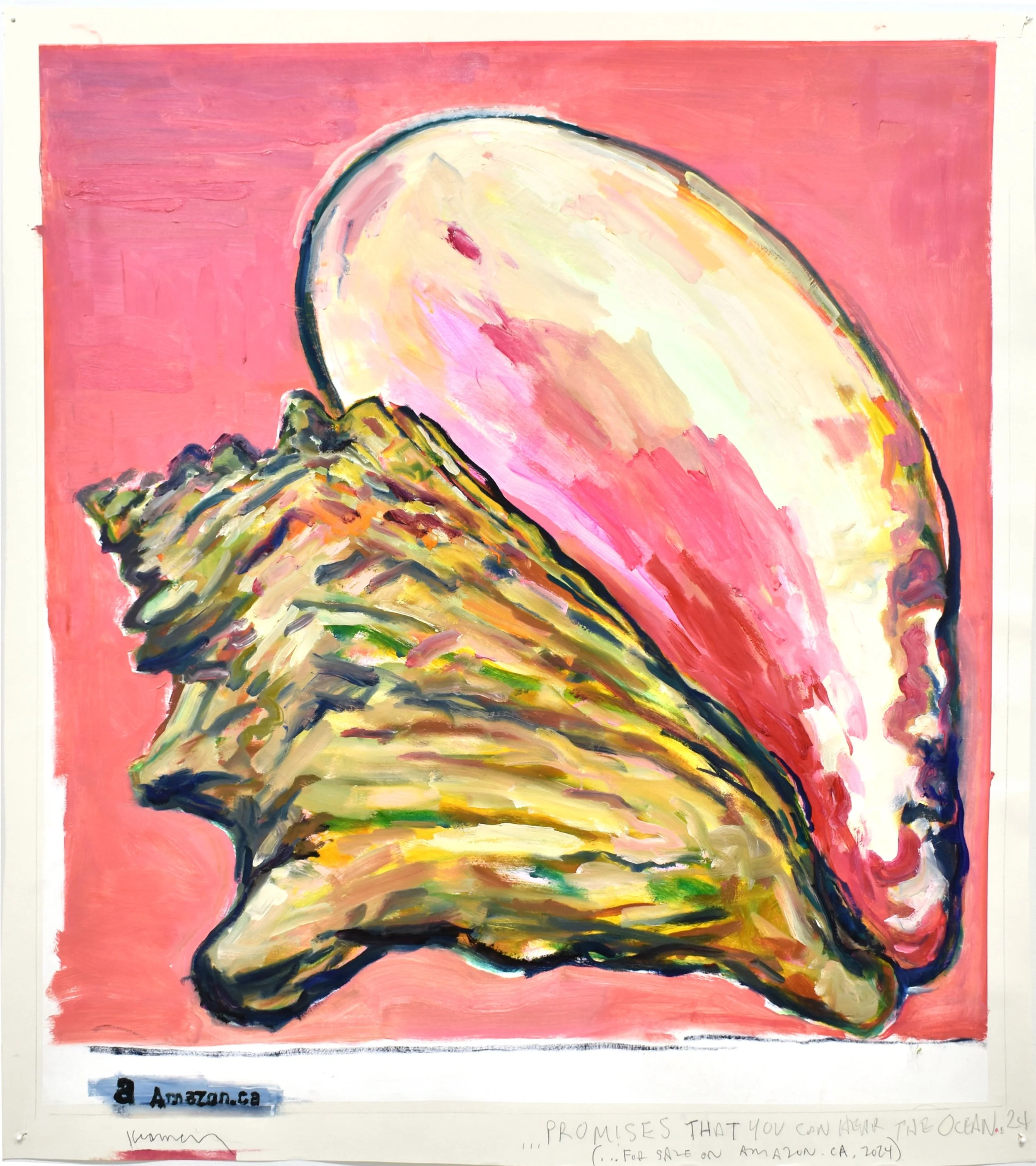  If You Listen Closely You Can Hear the Ocean, 2025, oil, enamel and acrylic on primed paper, 36 x 33 inches 