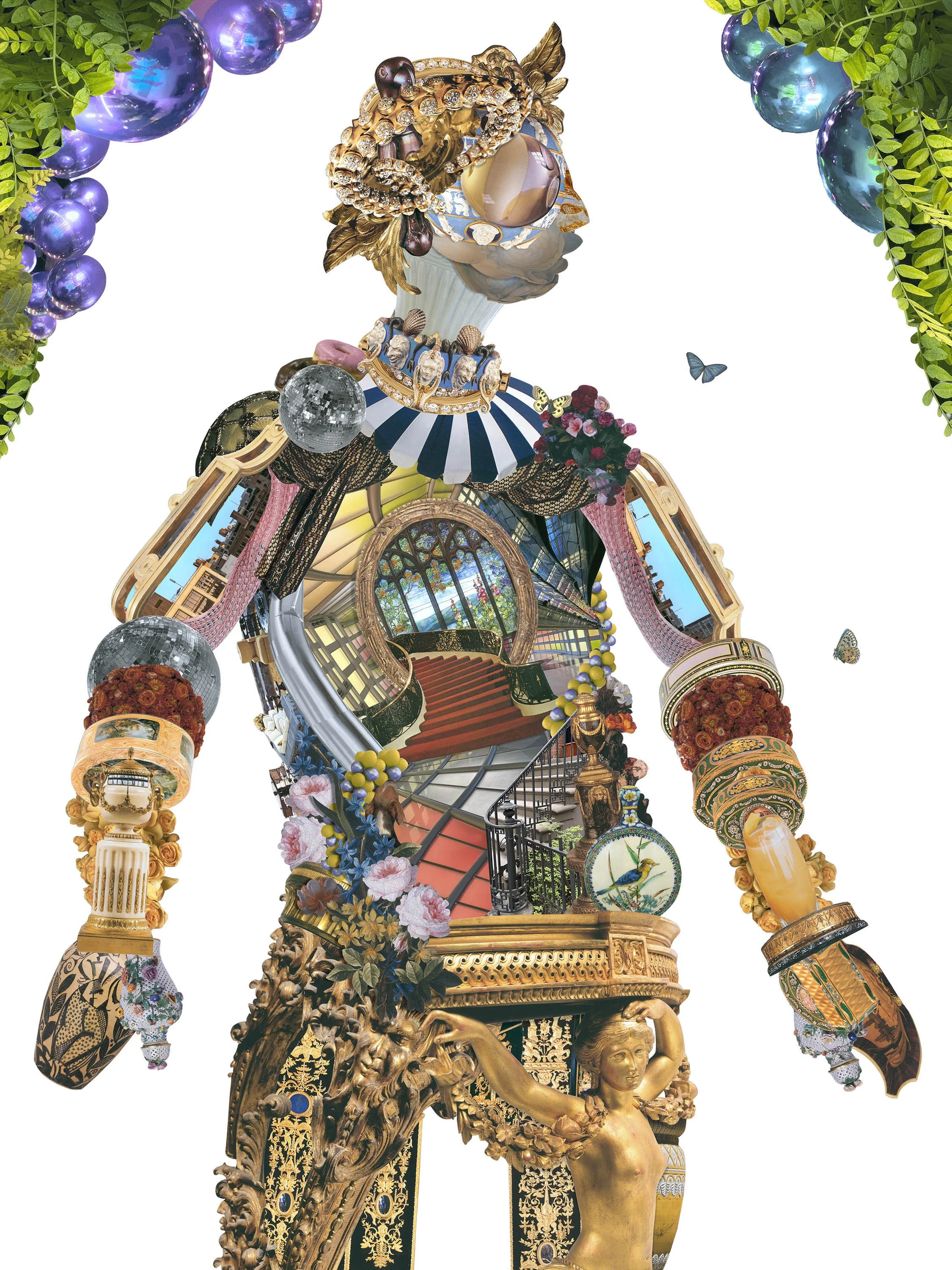  Steven Rudin,  Antique Robot 10.0,  2026, Hand Cut Collage: Photo papers and Acrylic Polymers on Sintra Board, 40” x 30”; 47” x 37” x 2.25” Framed Dimensions 