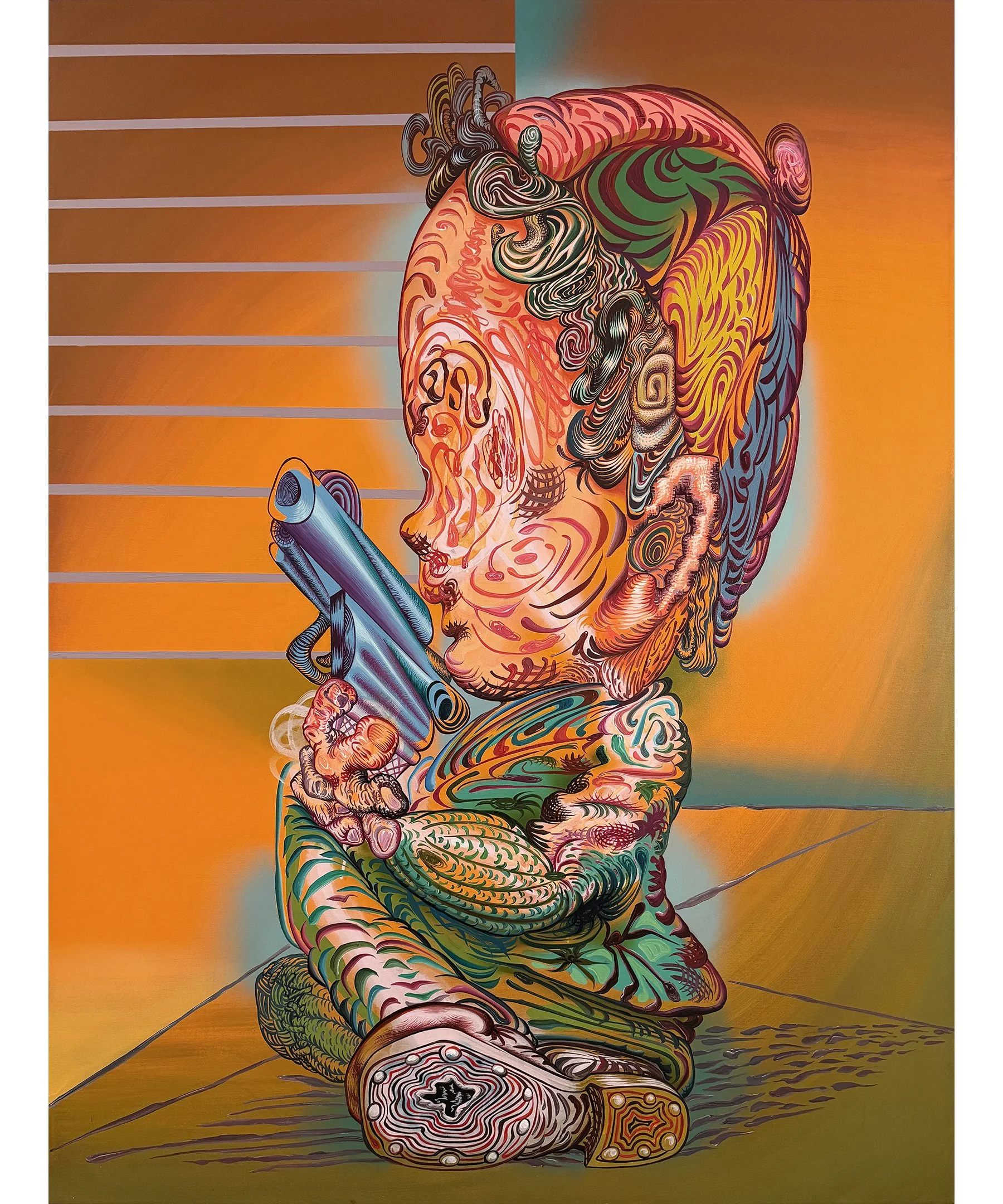   Toy Pistol, &nbsp;2026, acrylic on canvas, 70 x 52 inches 