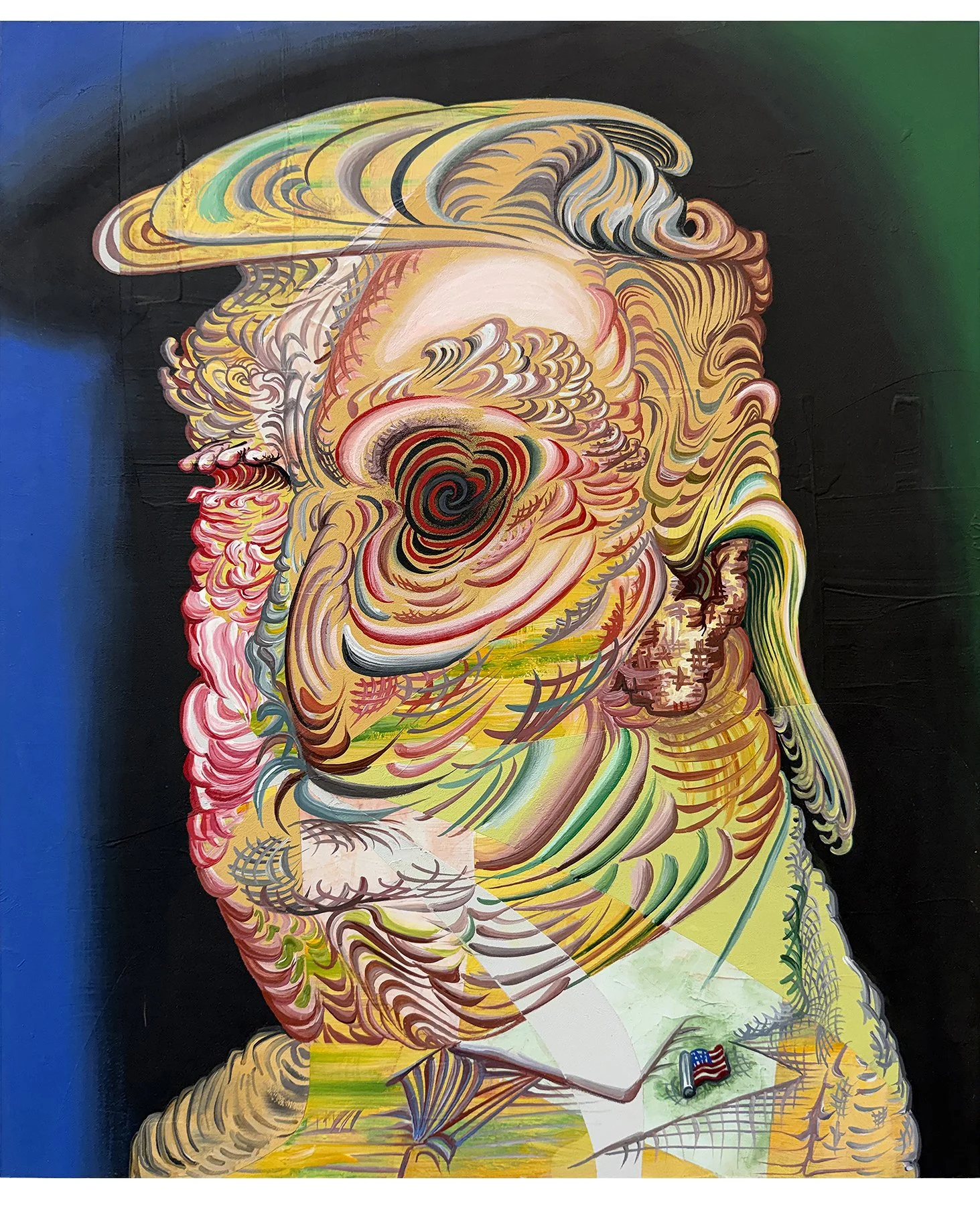   Hollow Eyes , 2018-24, acrylic on PVC panel, 22 × 18.5 in 