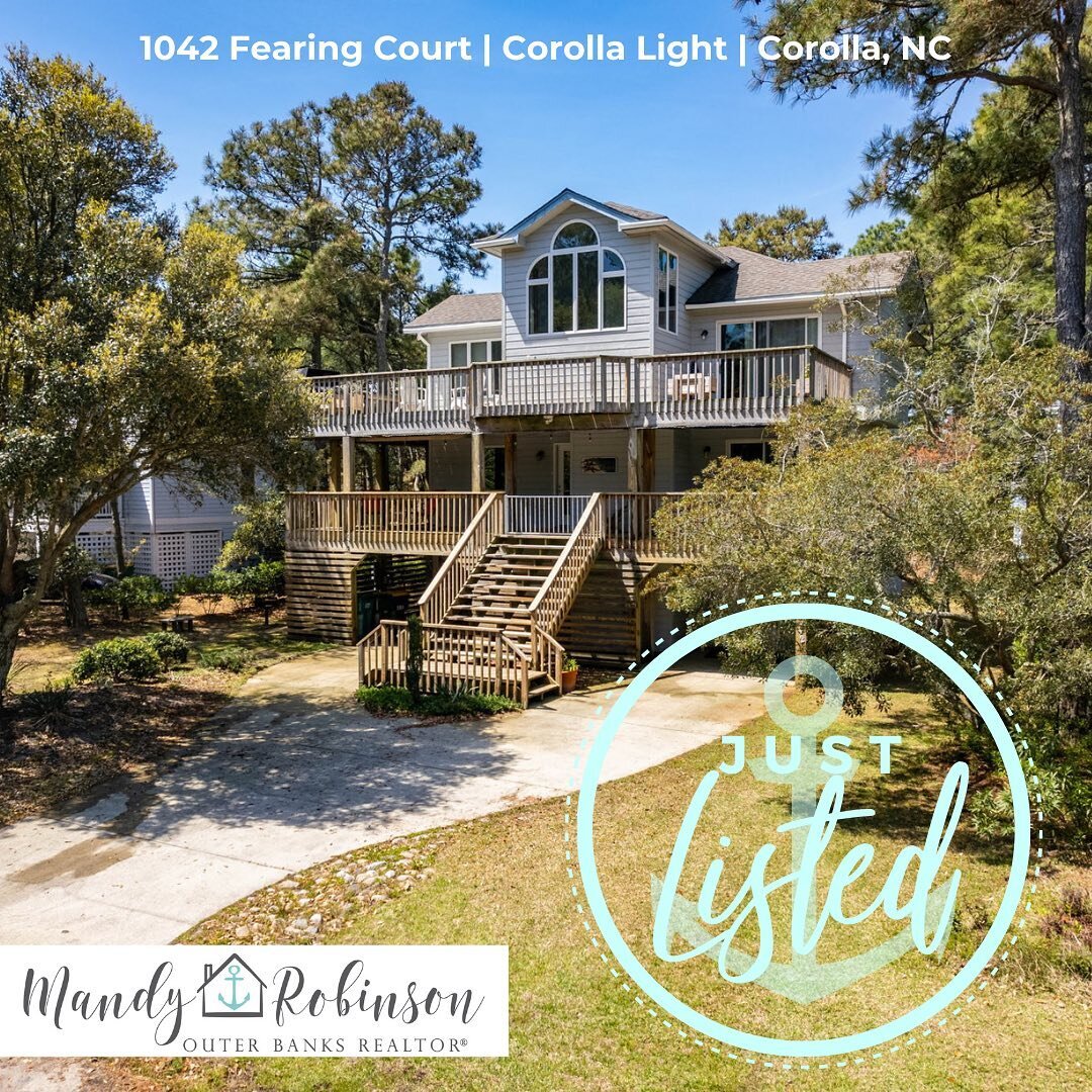 🏖☀️🌾 JUST &bull; LISTED 🌾☀️🏖
.
Just in time for summer! Welcome to 1042 Fearing Court - an adorable beach retreat located in the Corolla Light community. ⭐️
.
Details include: 👇🏼
.
☑️ 4 bedrooms | 3 1/2 bathrooms | 2,418 sq/ft 🏡
☑️ Secluded se