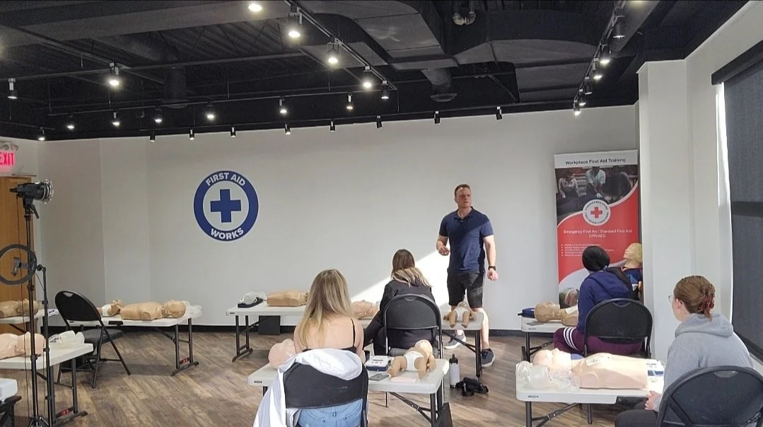 One Day First Aid & CPR Training in Kitchener First Aid Works Red
