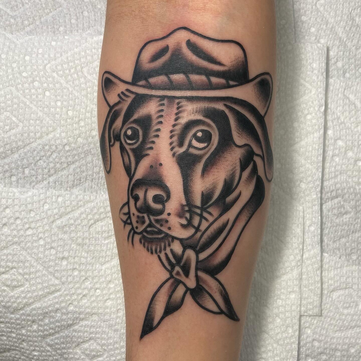Always down to turn your pup into a cowboy and immortalize them on your flesh @36thstreettattoo