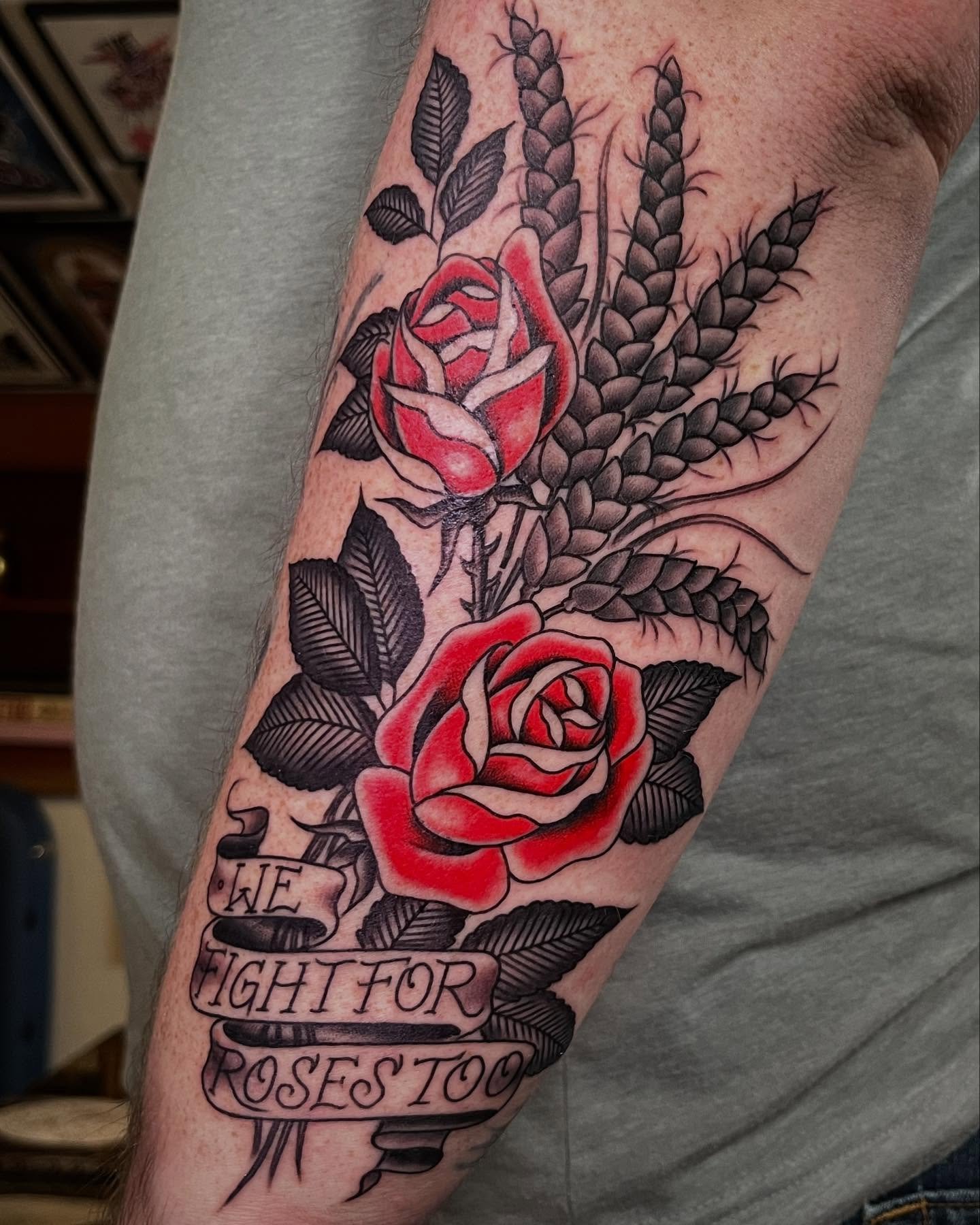 Bread and Roses

As we come marching, marching, in the beauty of the day,
A million darkened kitchens, a thousand mill-lofts gray
Are touched with all the radiance that a sudden sun discloses,
For the people hear us singing, &ldquo;Bread and Roses, B