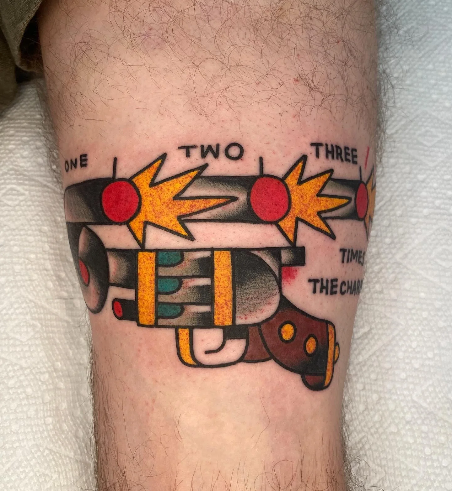 Have you ever shot a gun? Thanks for getting tattooed Mr.Love! Made today at @36thstreettattoo