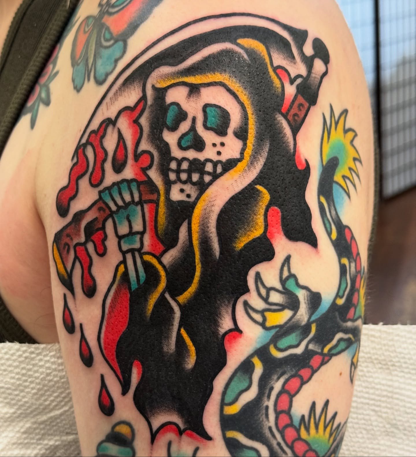 Capped off Grant&rsquo;s shop sleeve tonight @36thstreettattoo 🫡🌹