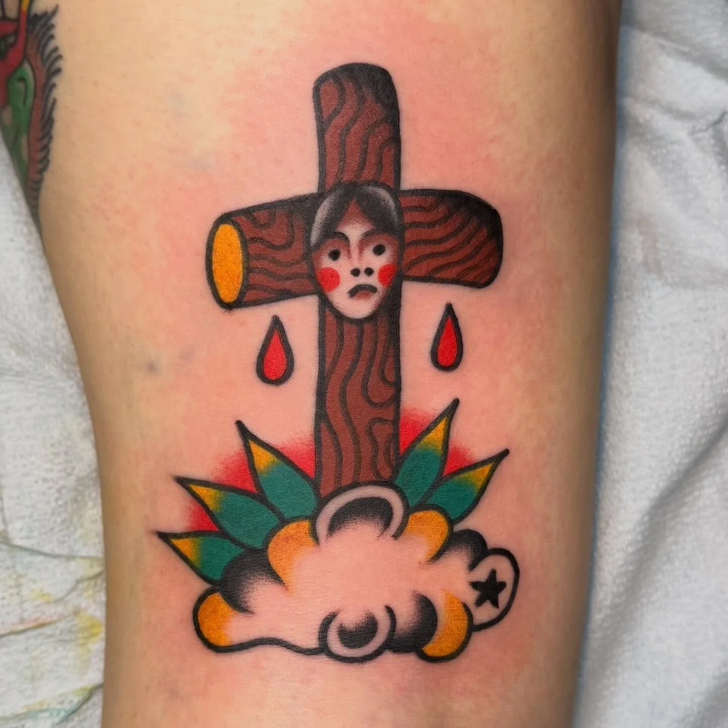micro crucifixion for sweet paige @36thstreettattoo