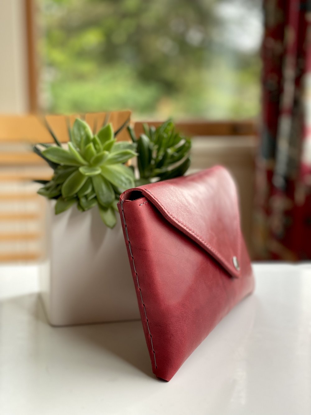 Standard Leather Envelope Clutch Bag Pillarbox Red