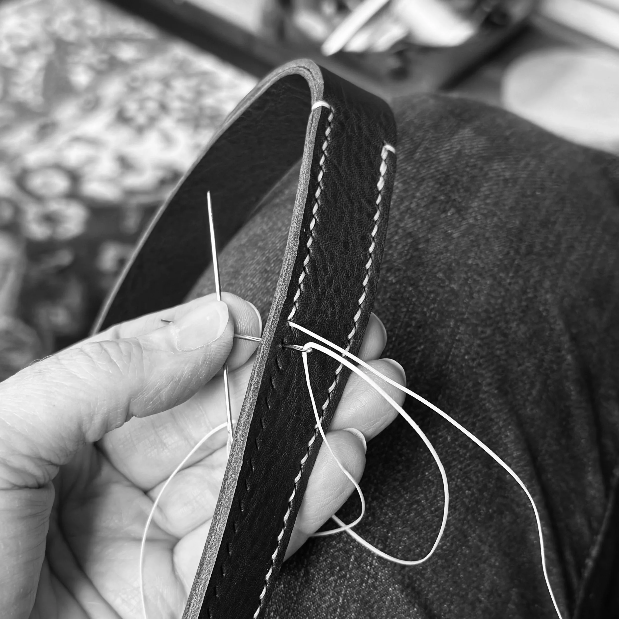 Hand-stitched, sewn by hand, saddle-stitched&mdash; they all mean the same thing&mdash;exceptionally crafted; thoughtfully constructed. 🪡

One of my favorite aspects of showing my work is demonstrating hand-stitching and seeing someone&rsquo;s eyes 